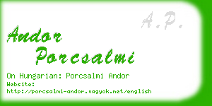 andor porcsalmi business card